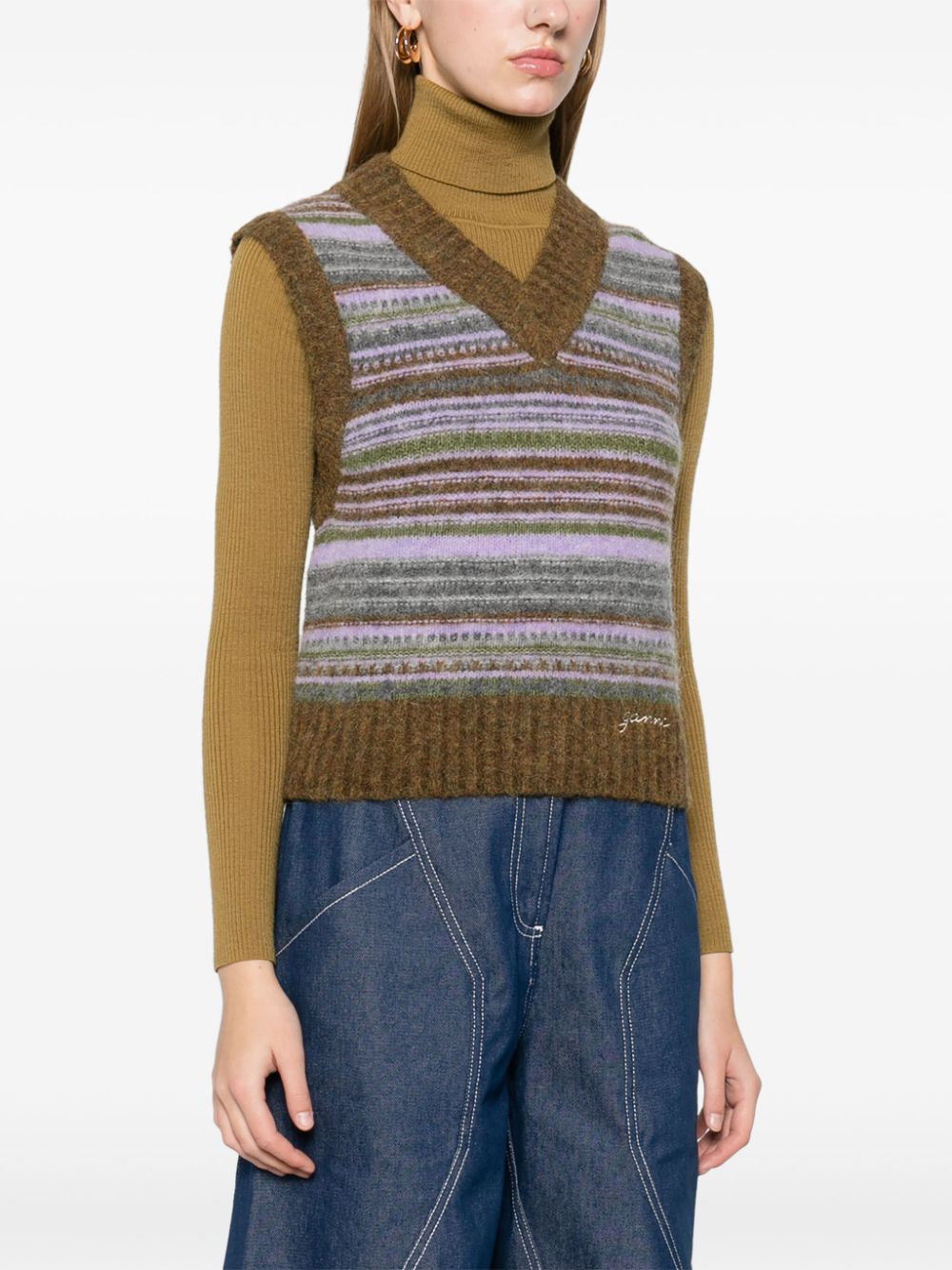 Striped v-necked vest