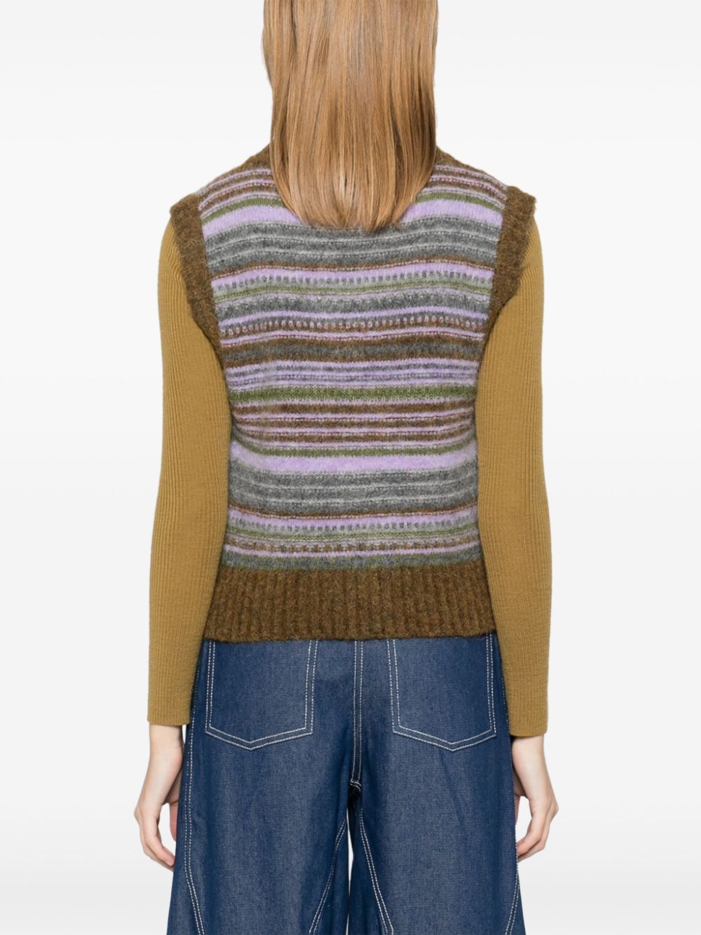 Striped v-necked vest