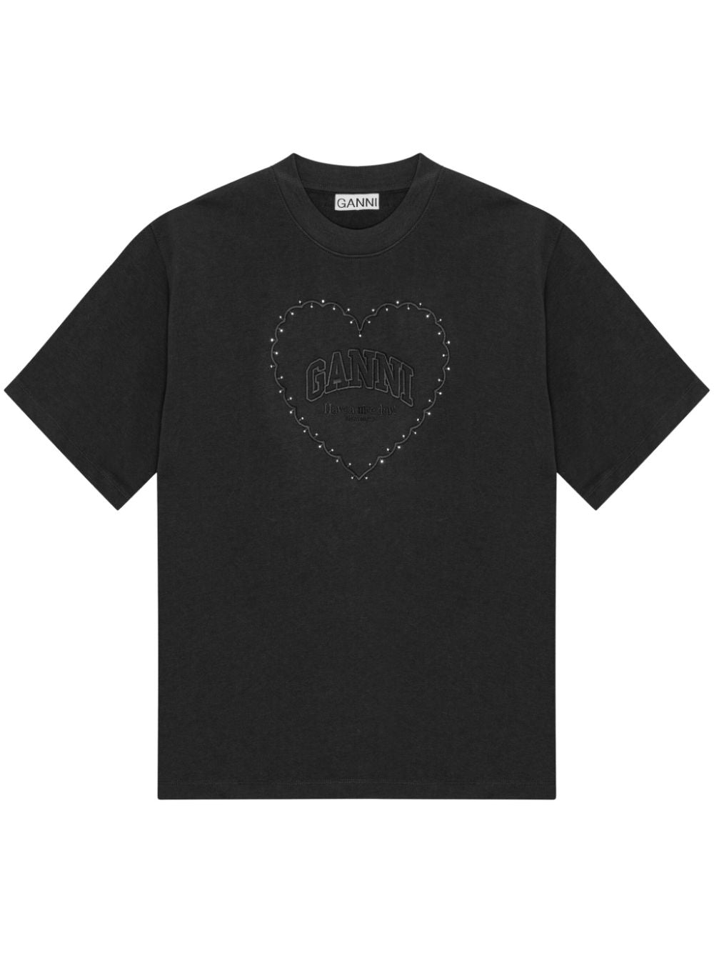 Heart embroidered cotton t-shirt