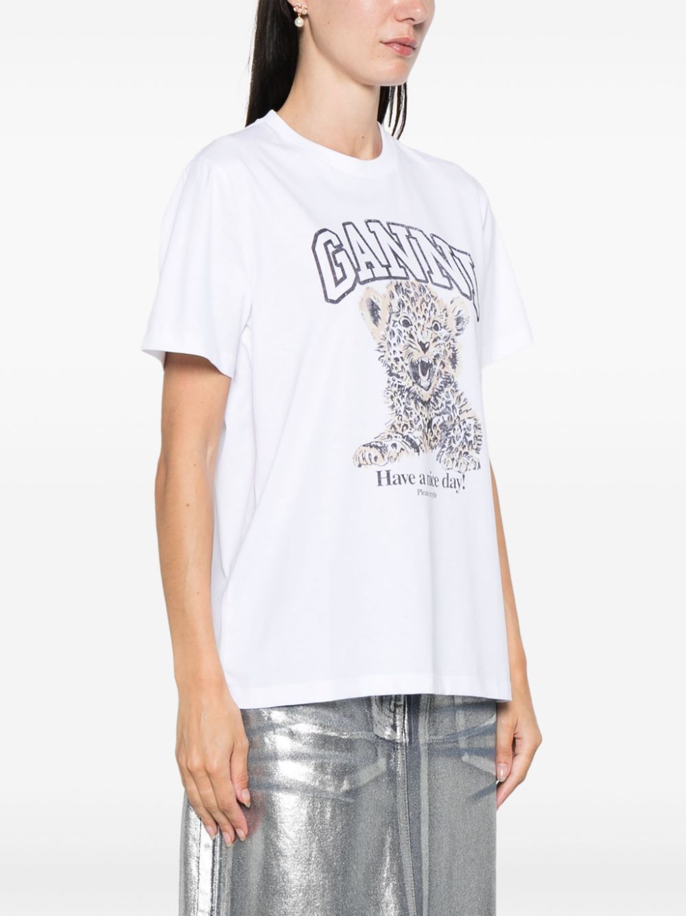 Leopard print cotton t-shirt