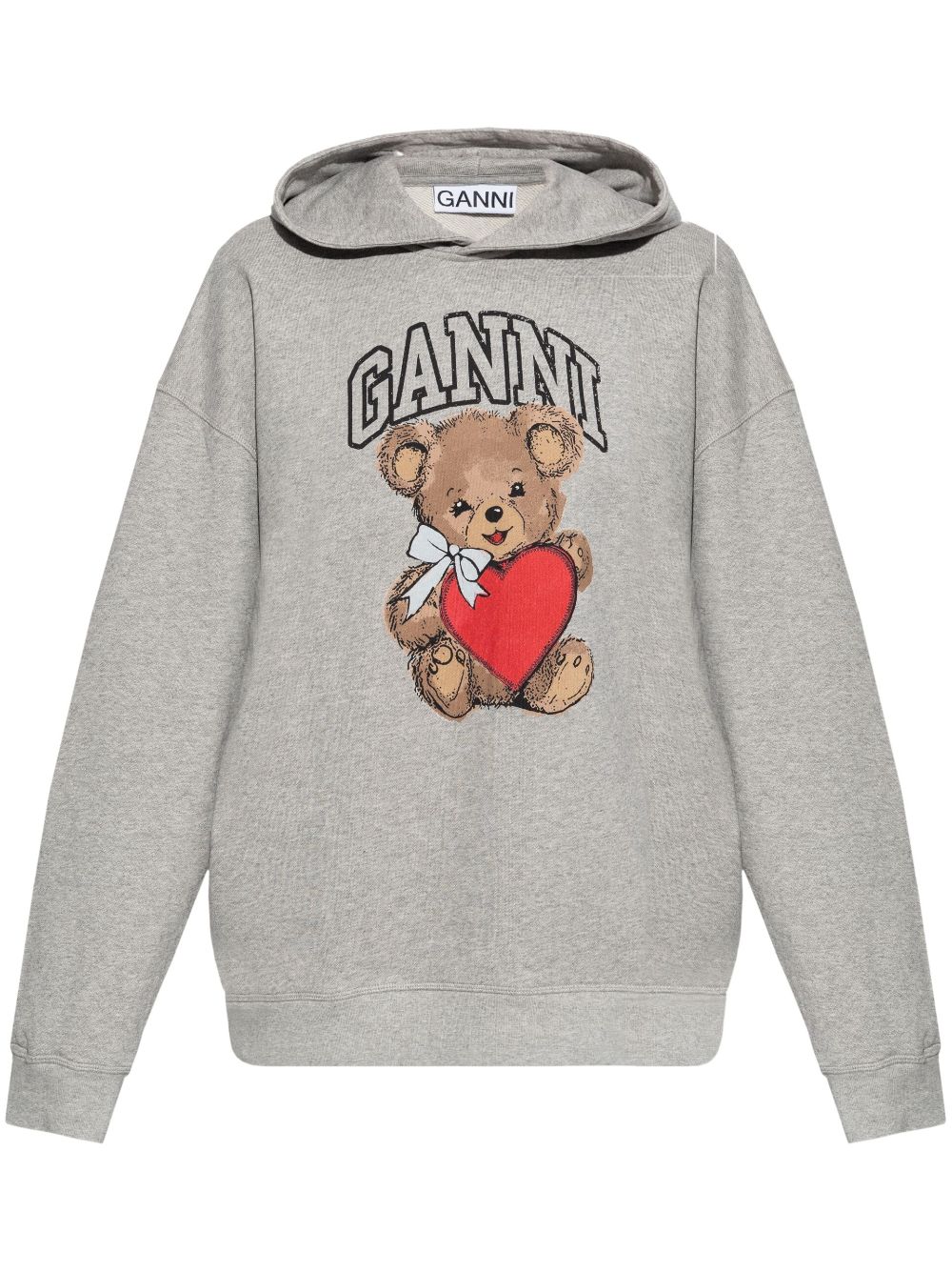 Bear print cotton hoodie