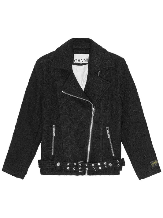 Boucle wool biker jacket