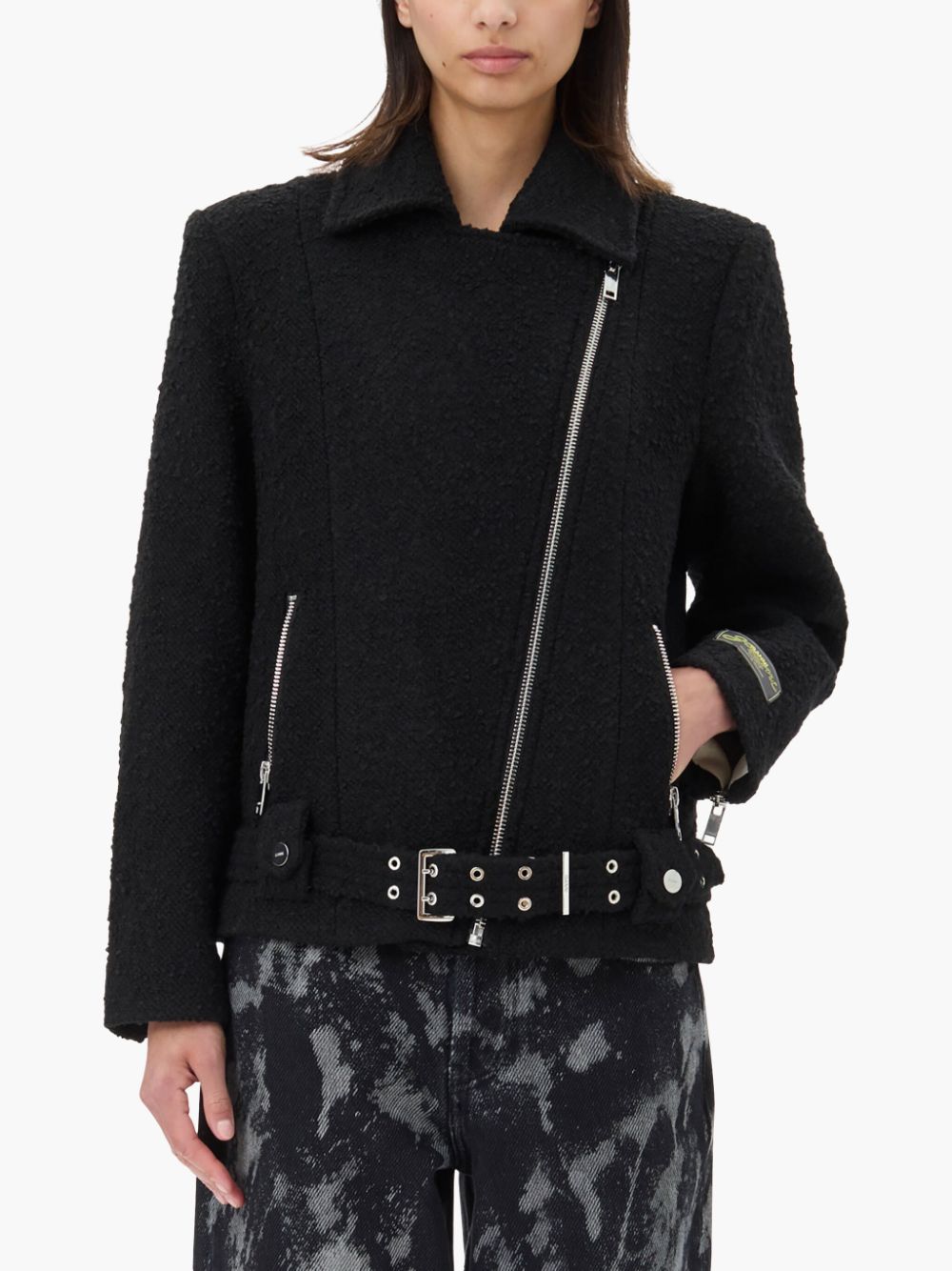 Boucle wool biker jacket