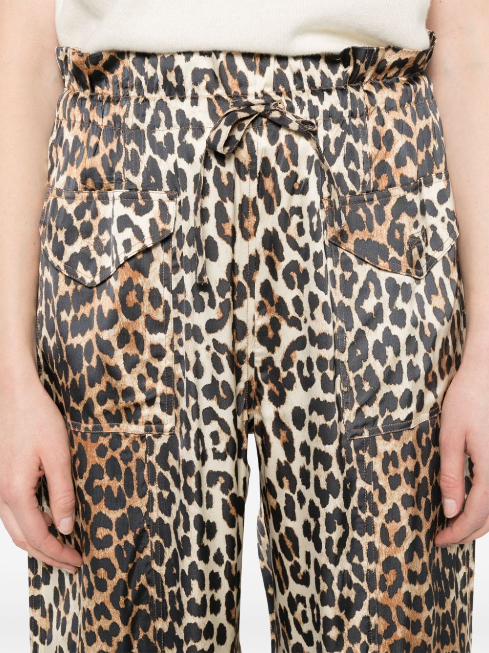 Leopard print satin trousers