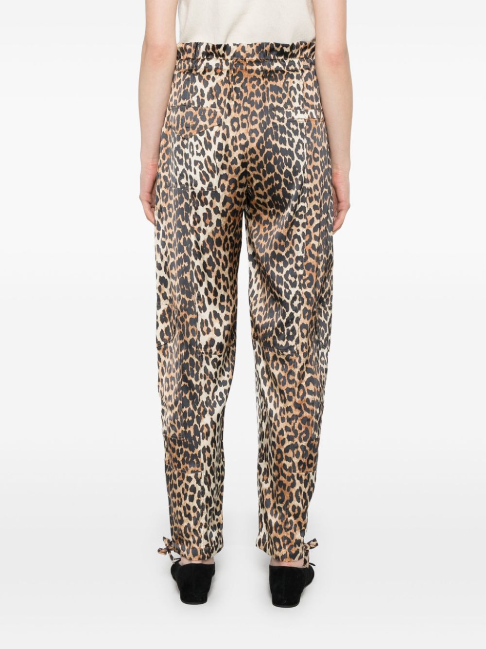 Leopard print satin trousers