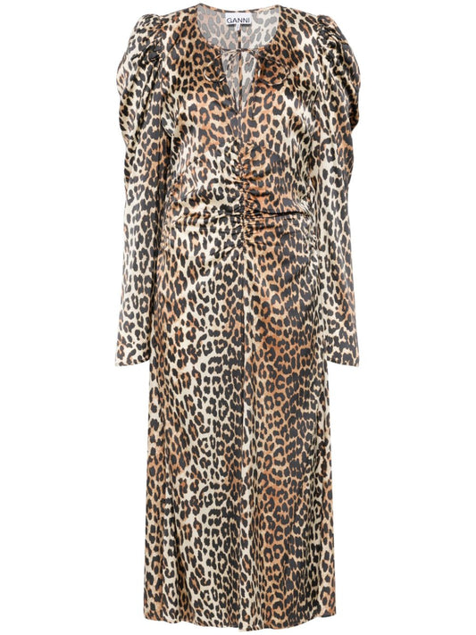 Leopard print midi dress