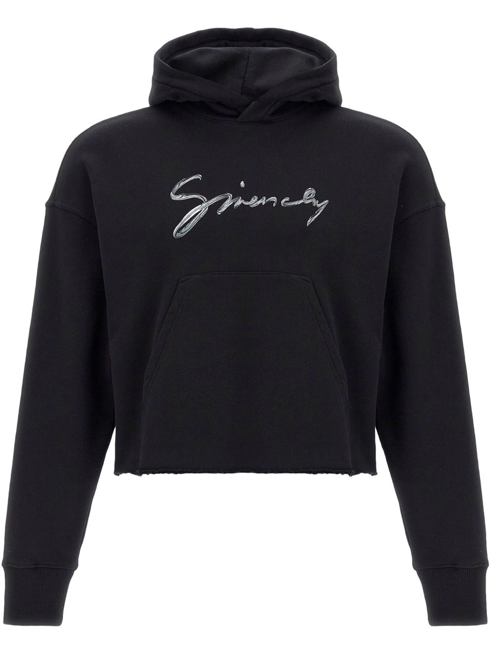 Logo cotton cropped hoodie