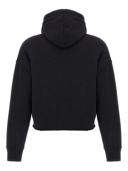Logo cotton cropped hoodie