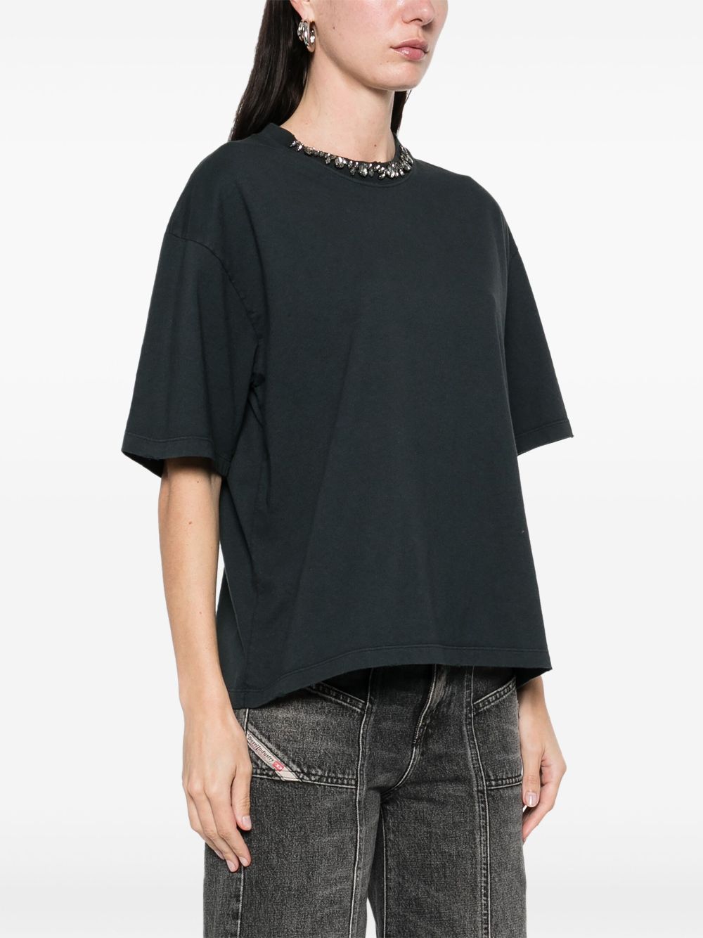 Crystal embellished cotton t-shirt