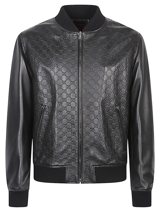 Gg leather bomber jacket