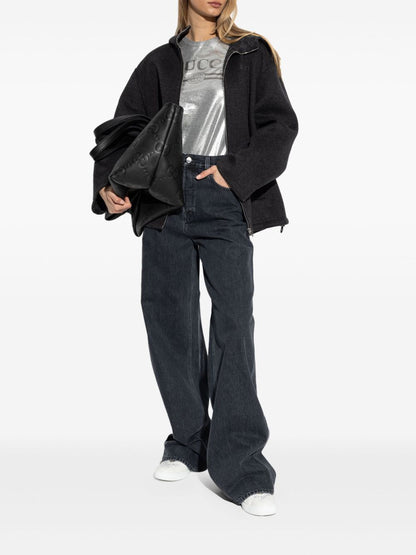 Wide leg denim cotton jeans