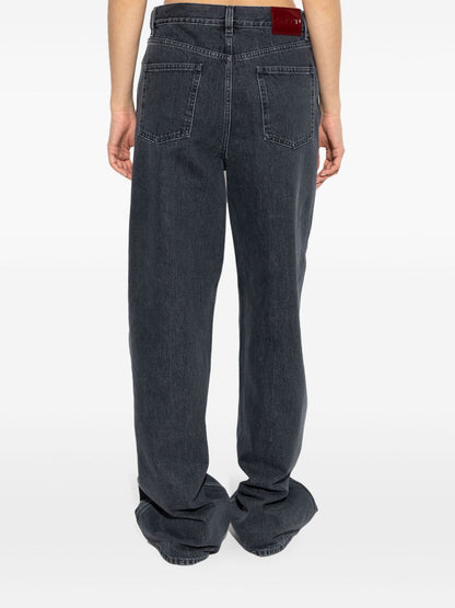 Wide leg denim cotton jeans