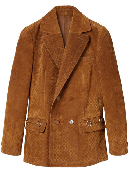 Suede leather double-breasted jacket