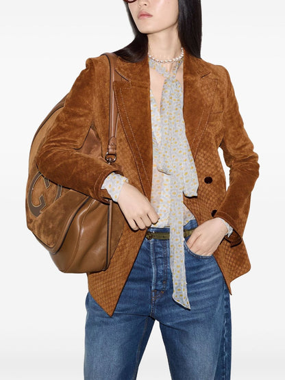 Suede leather double-breasted jacket