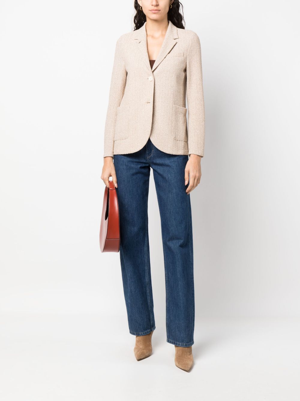 Cotton blend single-breasted jacket