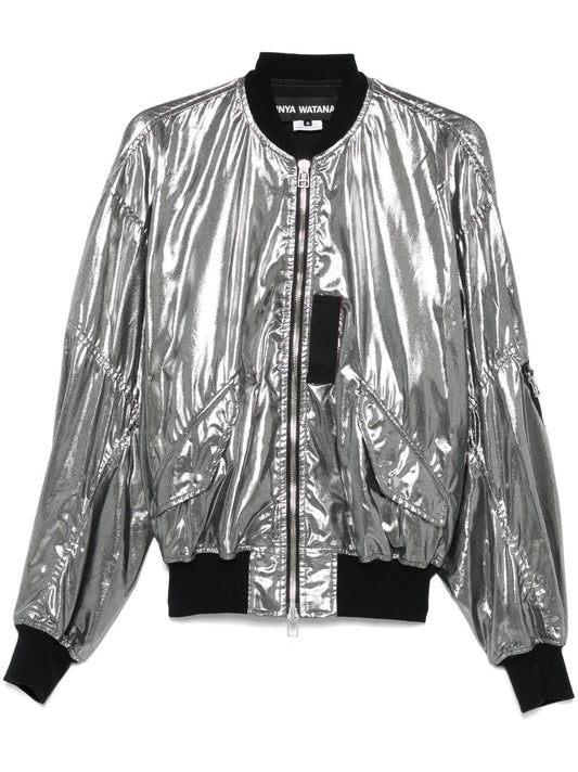 Metallic effect bomber jacket