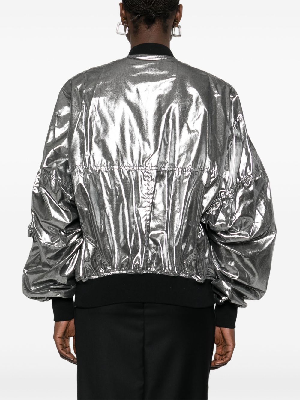 Metallic effect bomber jacket