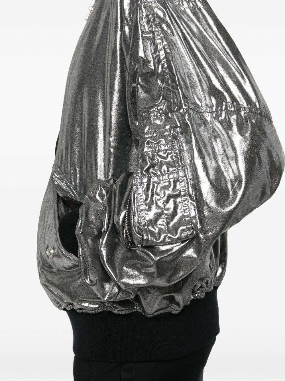 Metallic effect bomber jacket