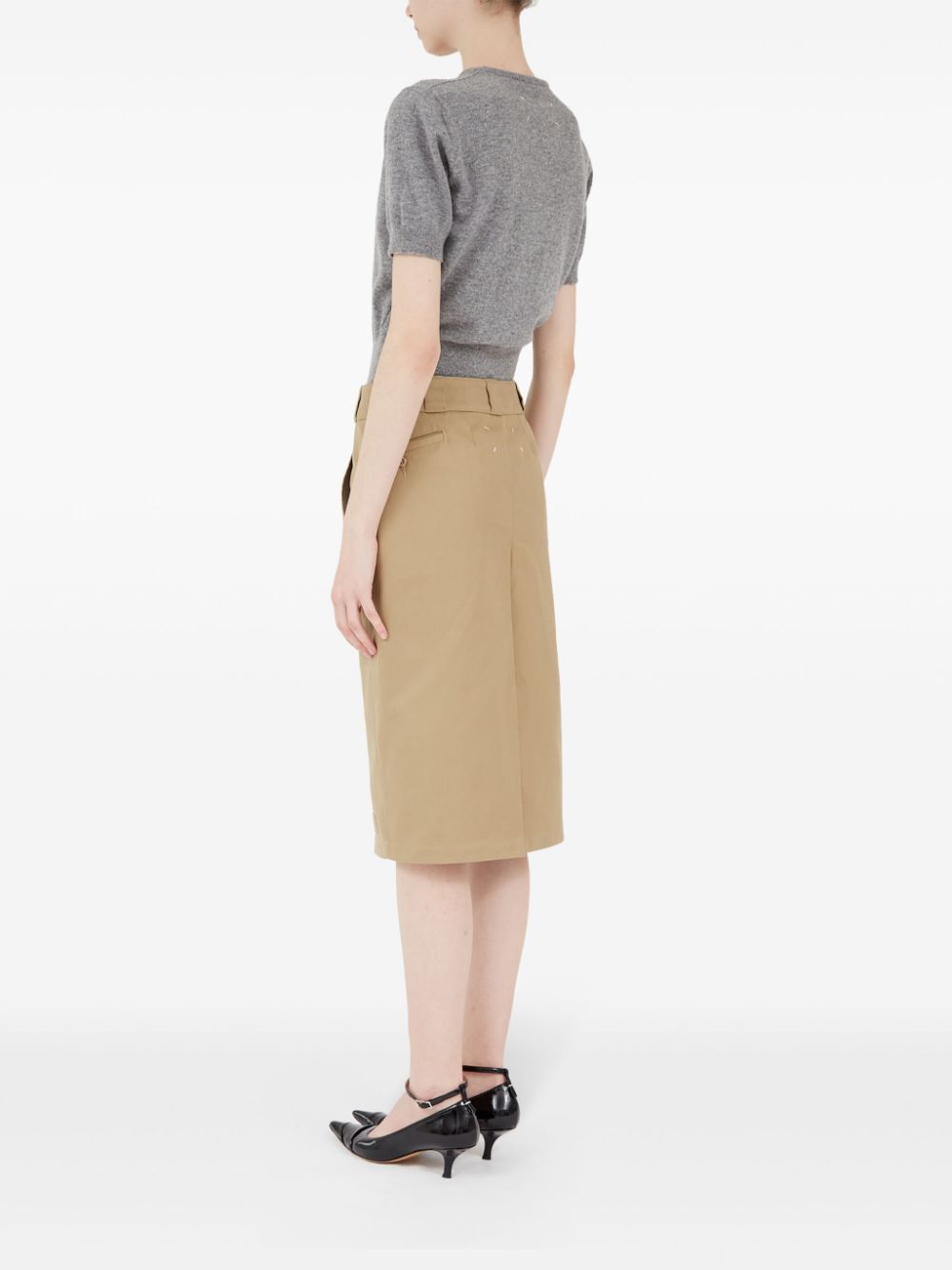 Cotton blend midi skirt