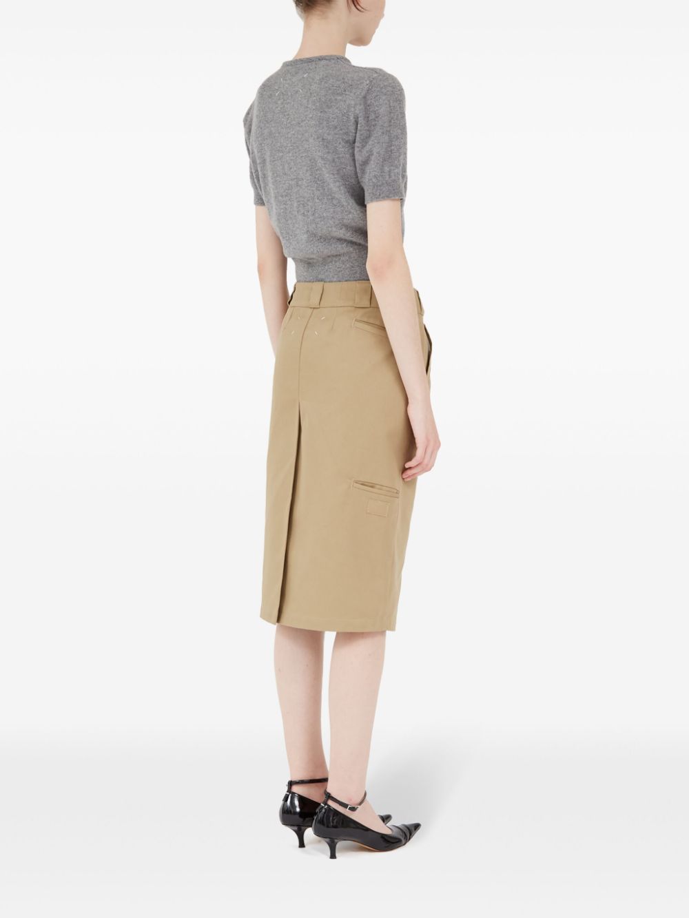 Cotton blend midi skirt