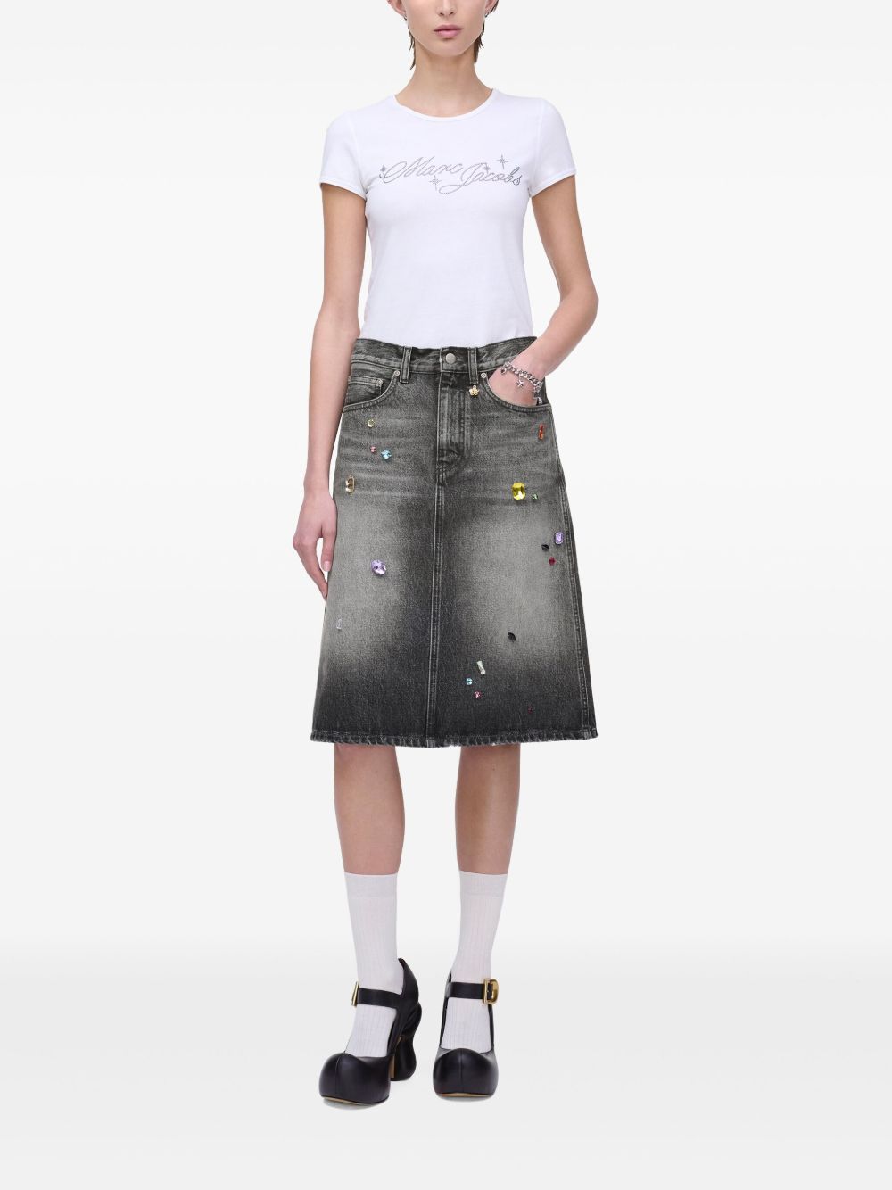 Denim midi skirt