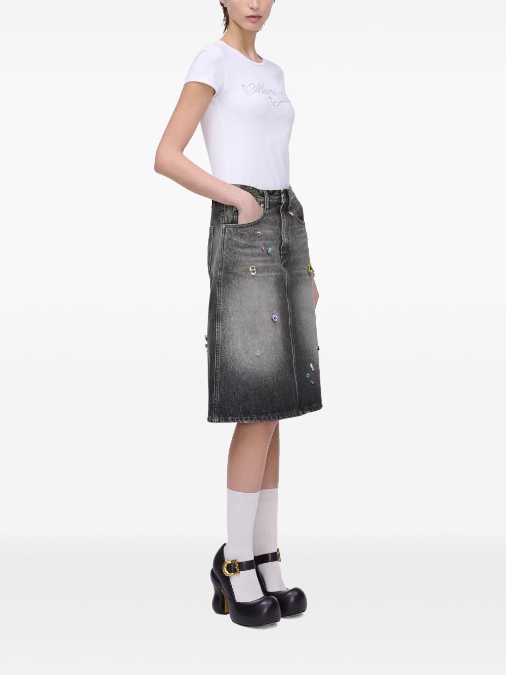 Denim midi skirt