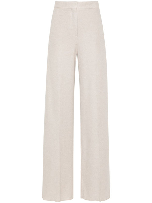 Linen blend wide-leg trousers