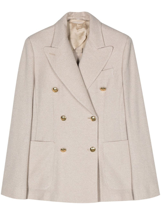 Linen blend single-breasted jacket