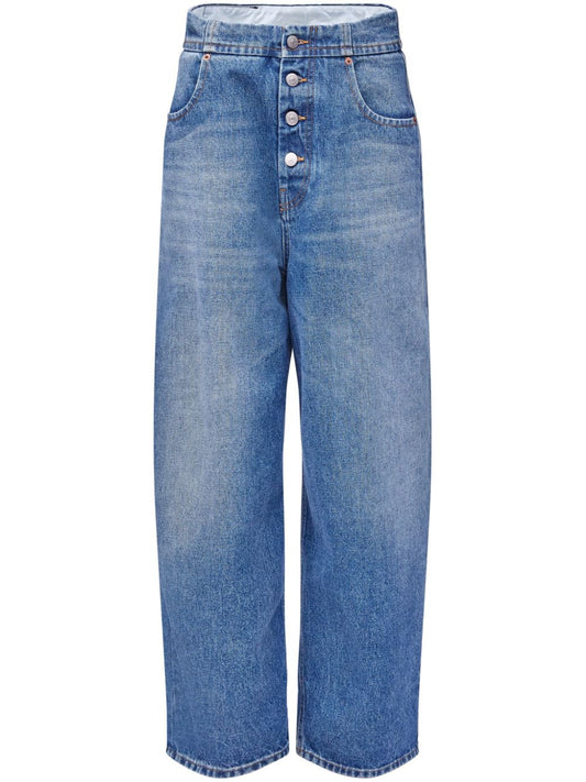 Wide-leg denim cotton jeans