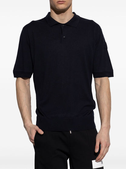 Logo linen and silk polo shirt