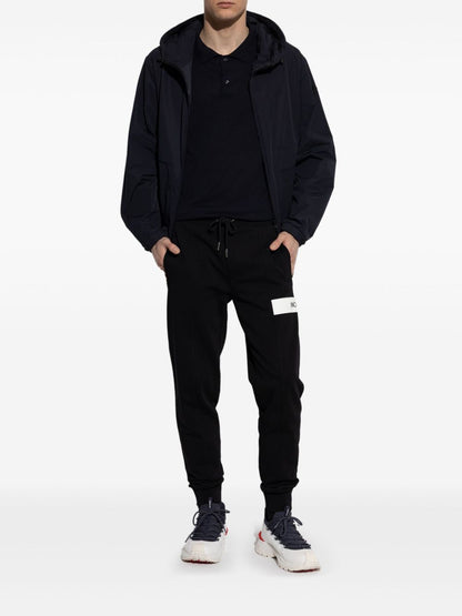 Logo linen and silk polo shirt