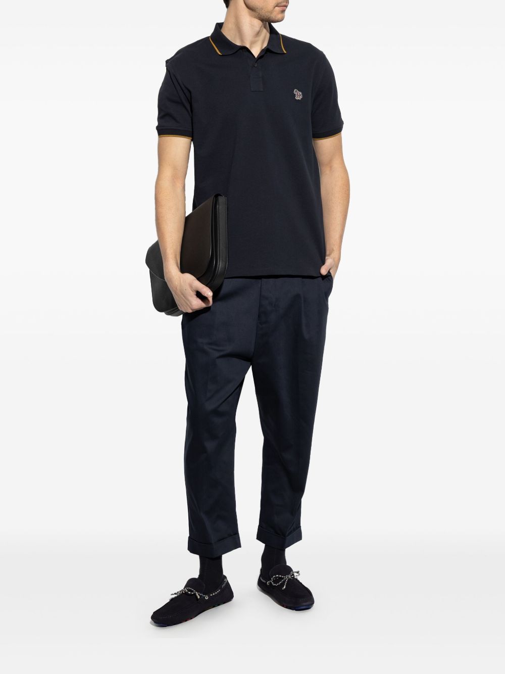 Zebra badge cotton polo shirt