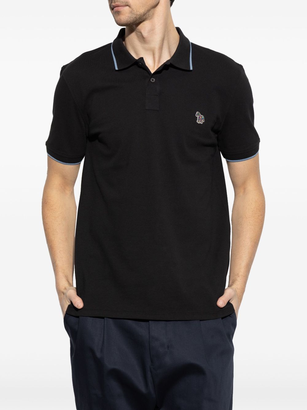Zebra badge cotton polo shirt