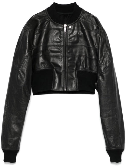 Leather bomber jacket