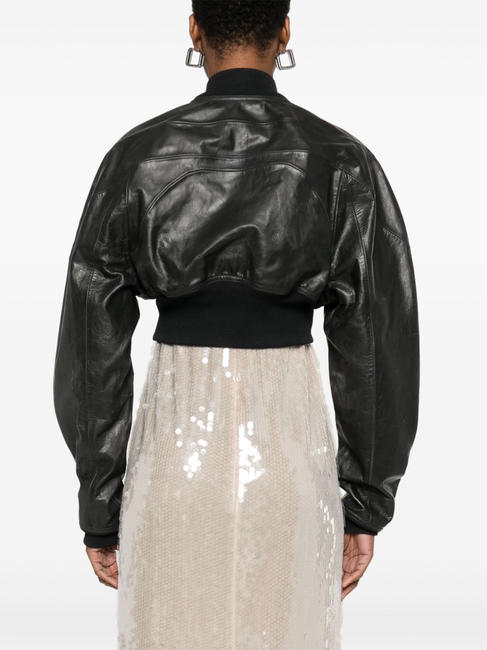 Leather bomber jacket