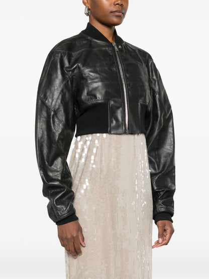Leather bomber jacket