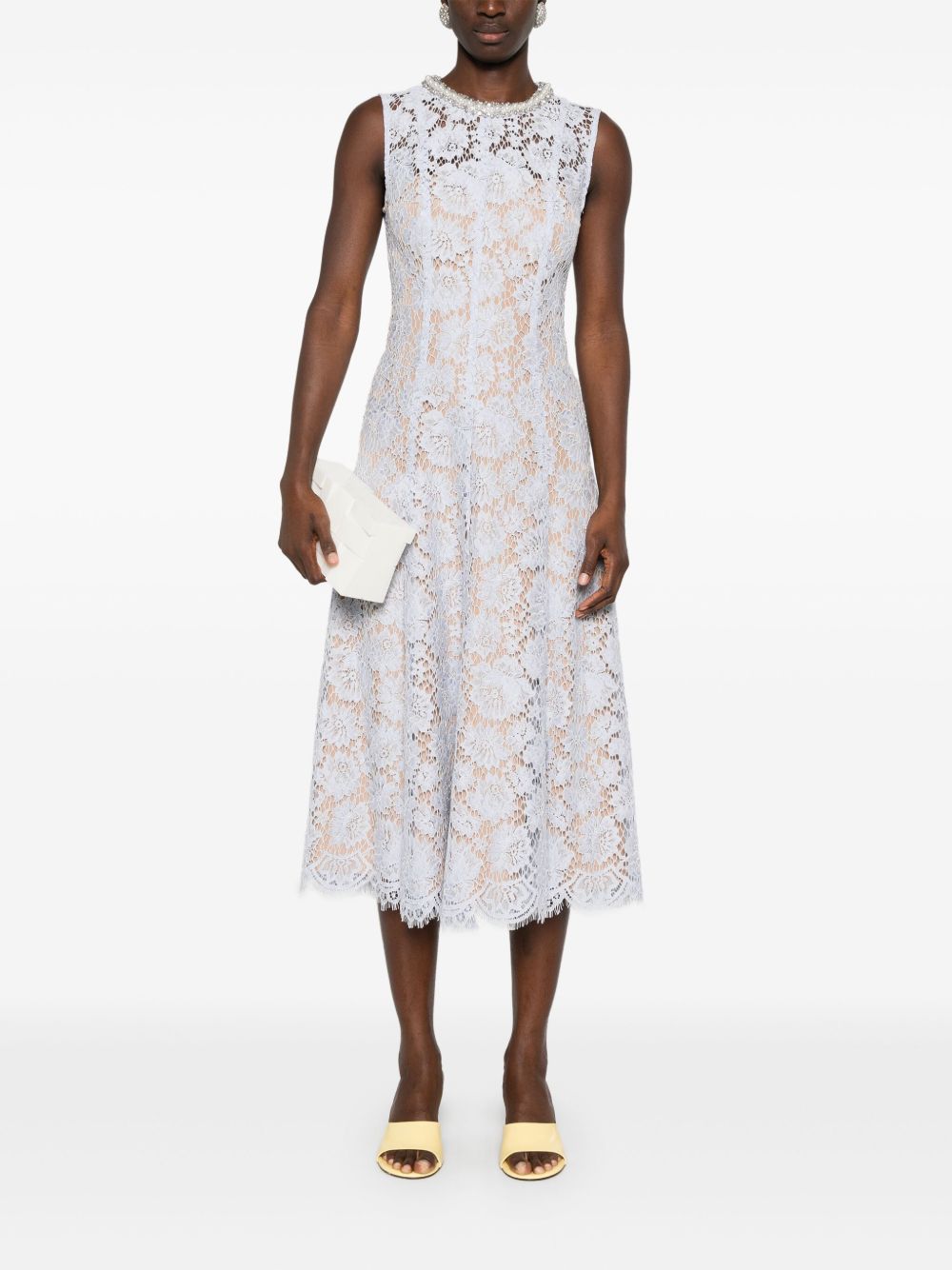 Lace pearl midi dress