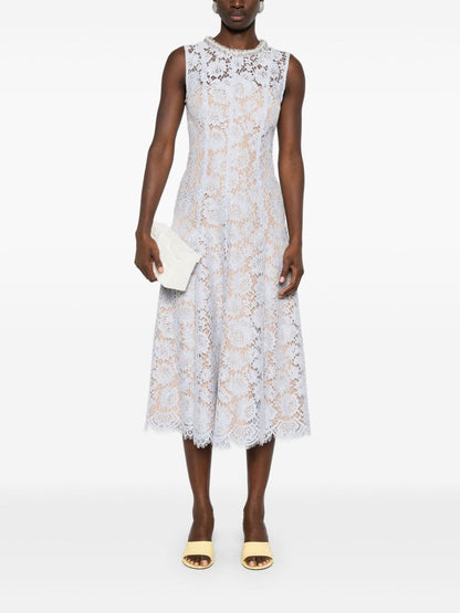 Lace pearl midi dress
