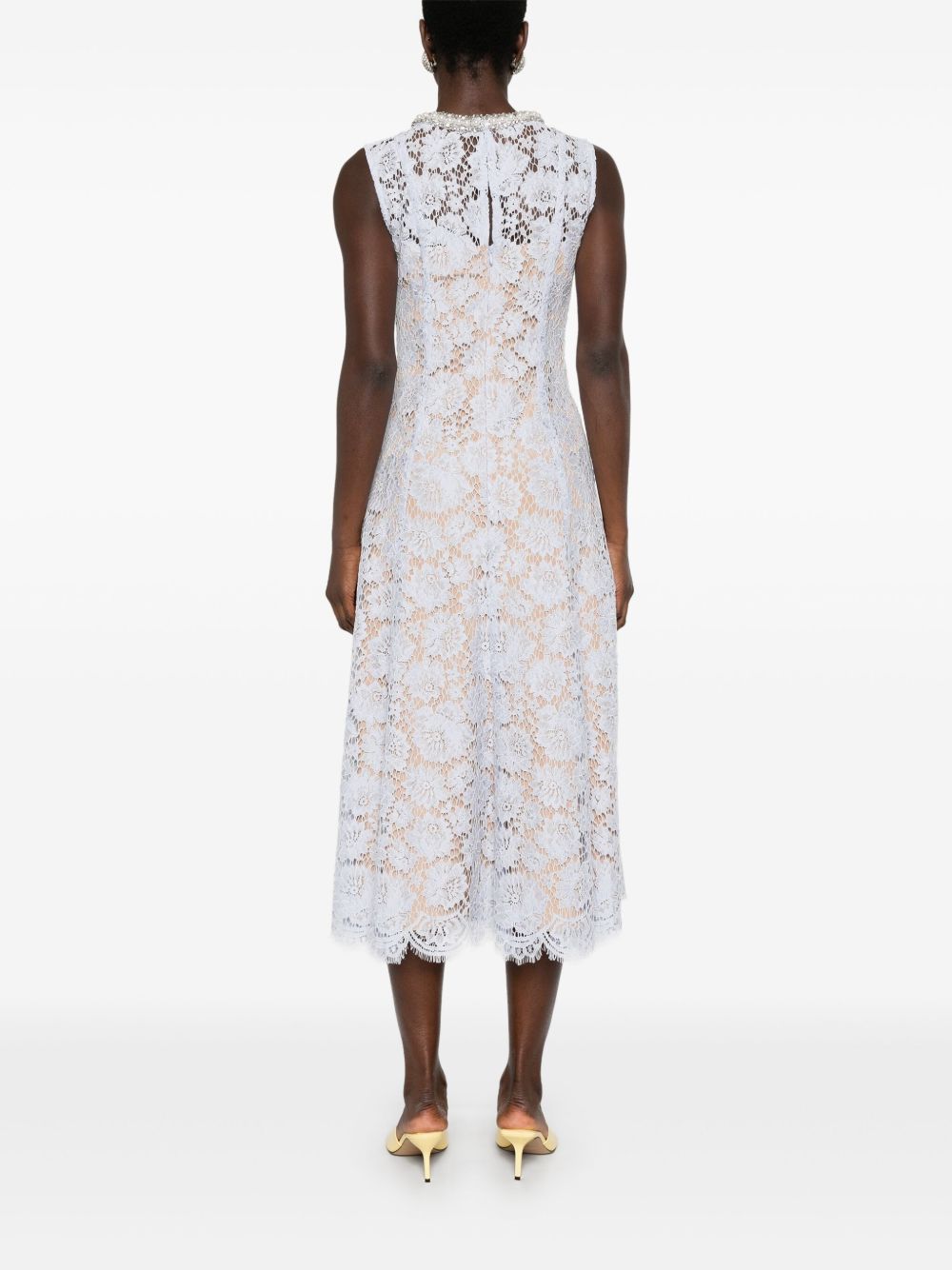 Lace pearl midi dress