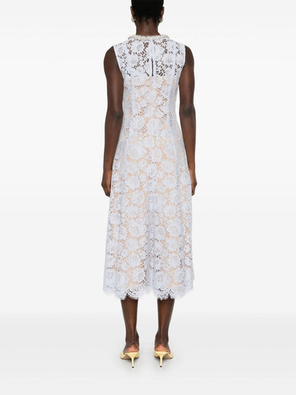 Lace pearl midi dress