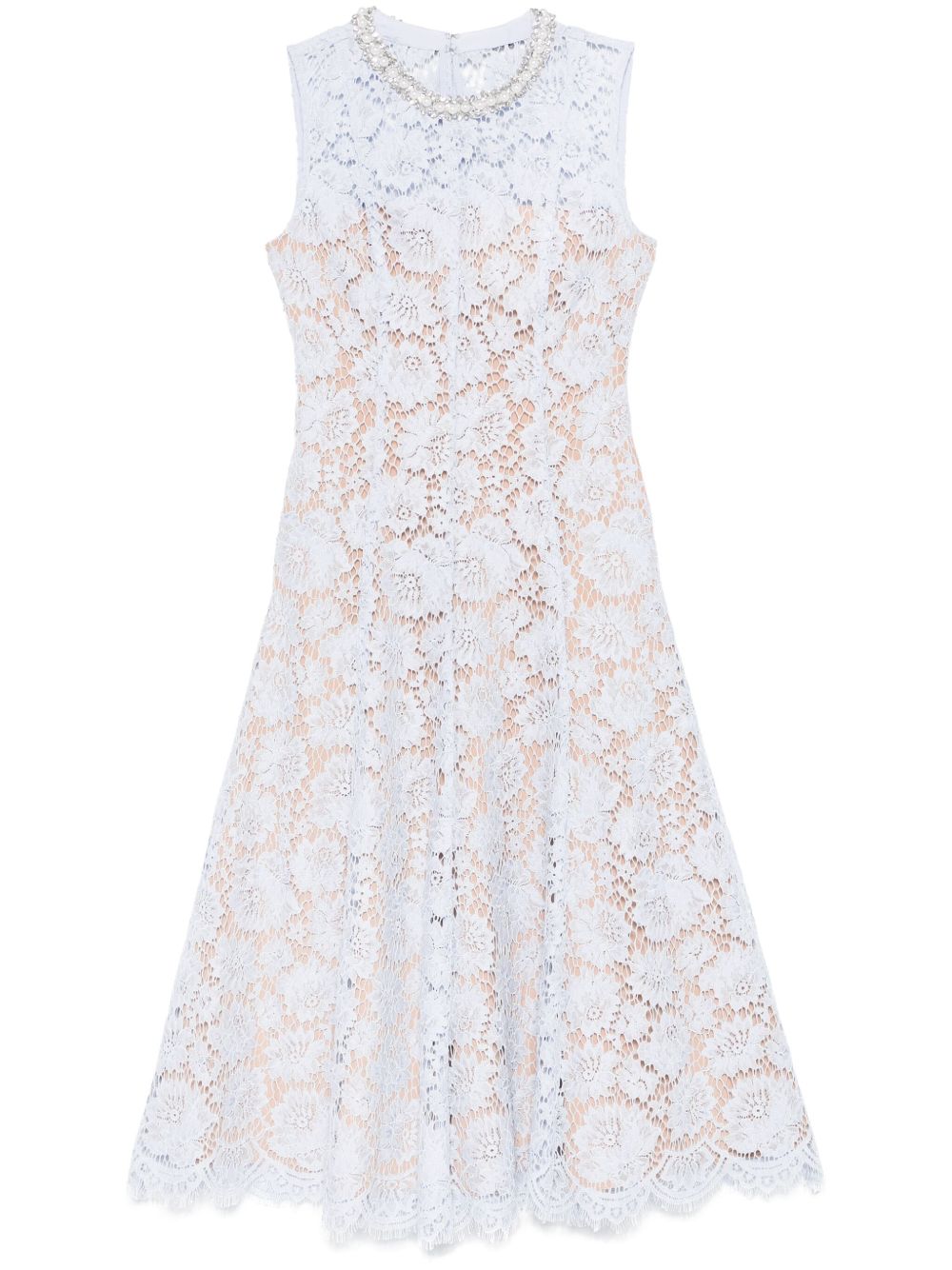Lace pearl midi dress