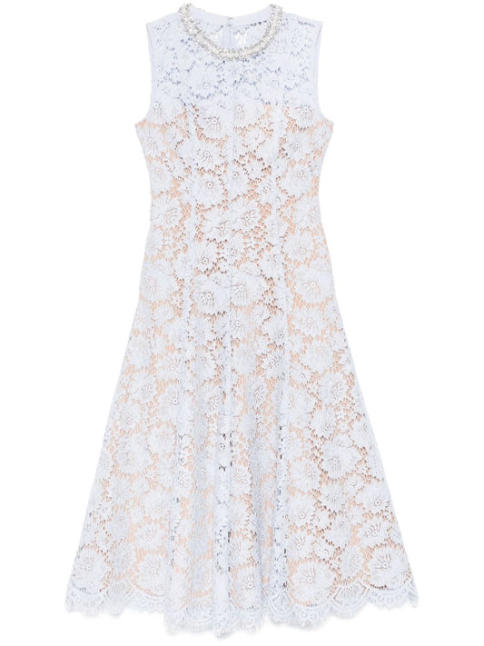 Lace pearl midi dress