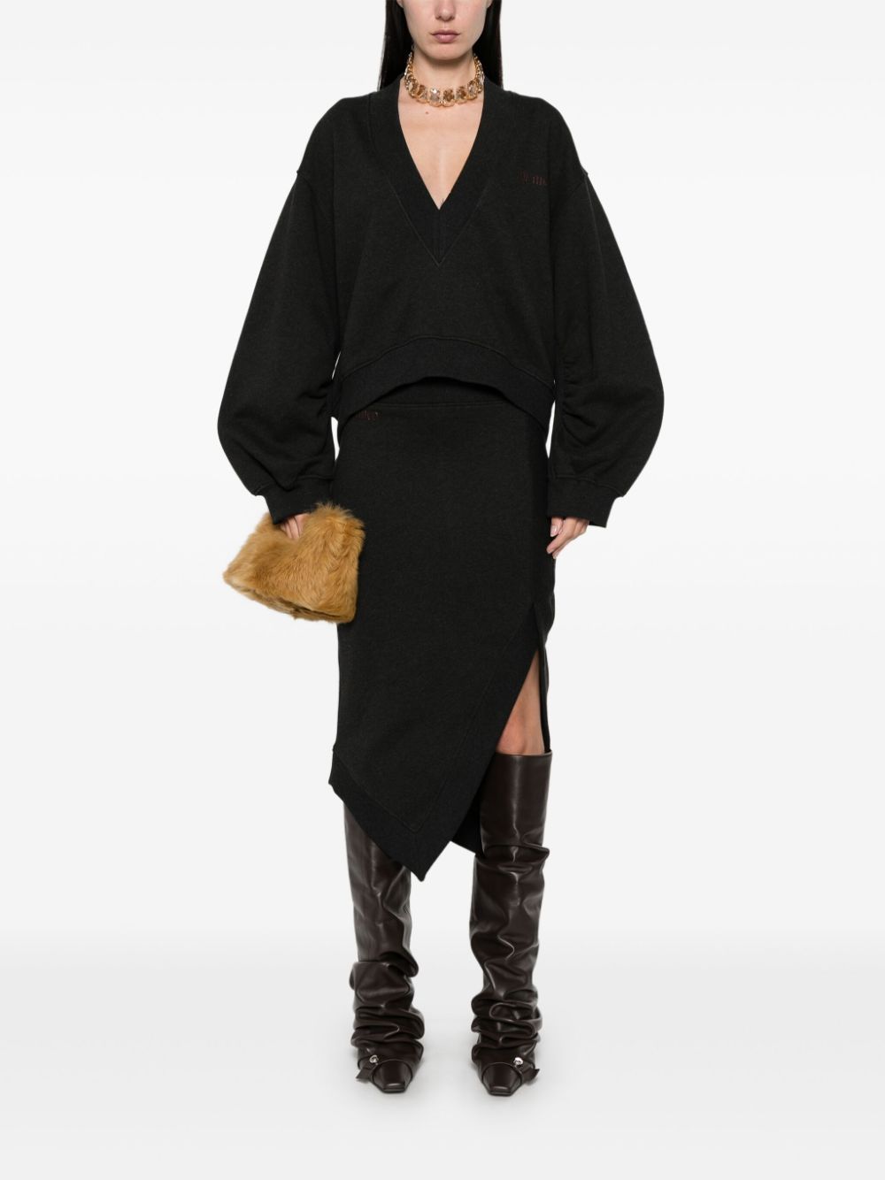 Asymmetric midi skirt