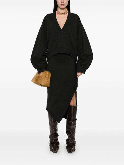 Asymmetric midi skirt