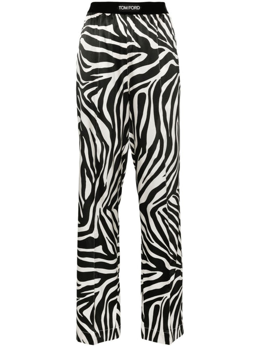 Zebra print silk trousers