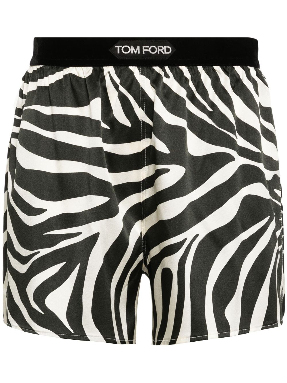 Logo silk zebra printed shorts