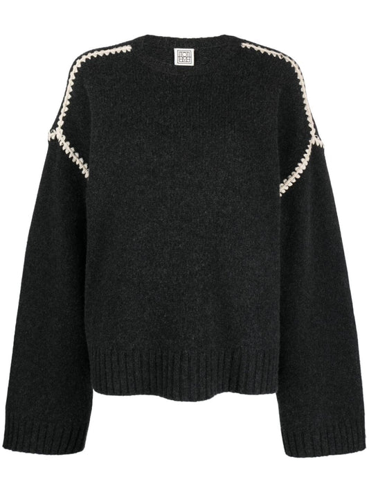 Embroidered wool jumper