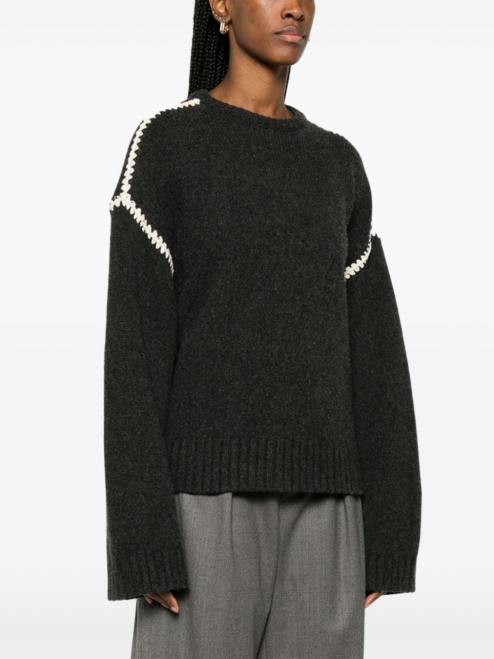 Embroidered wool jumper
