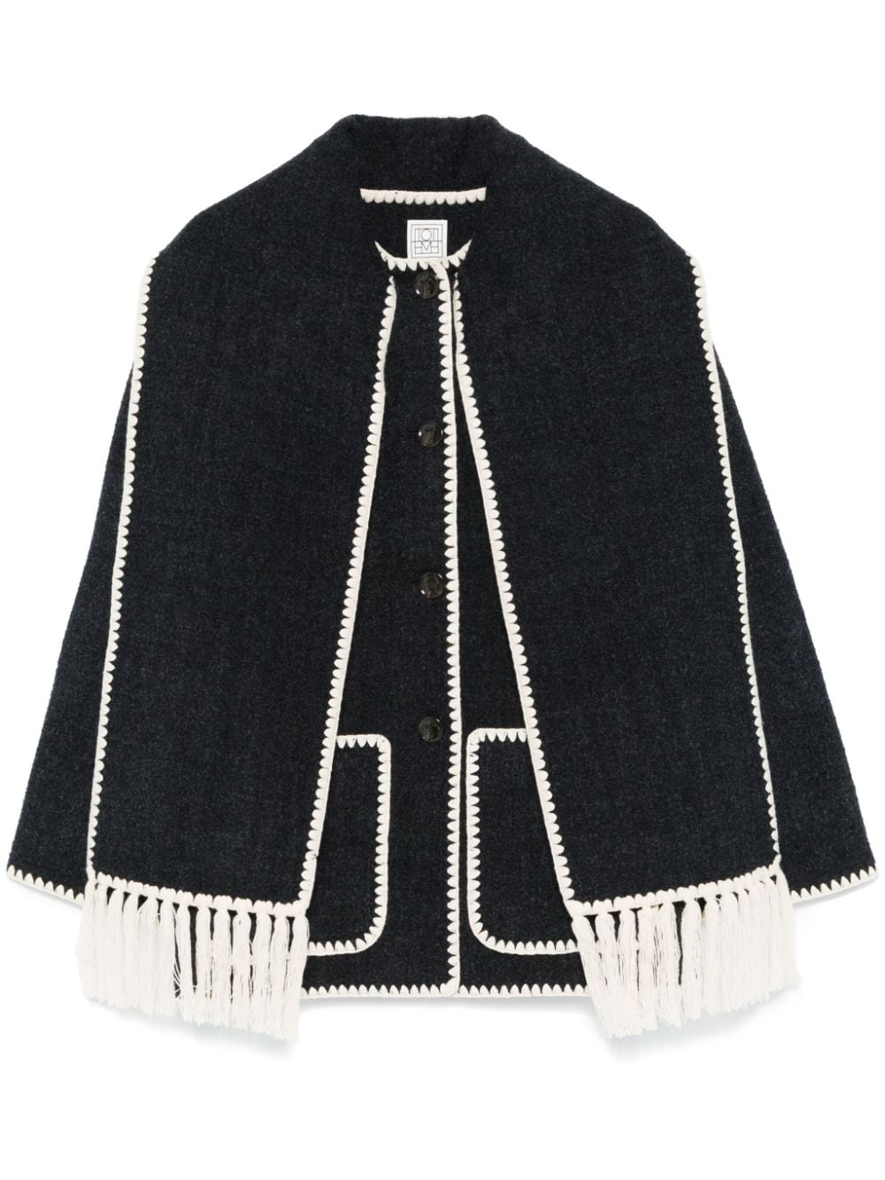 Attached scarf wool jacket