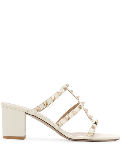 Rockstud leather mules
